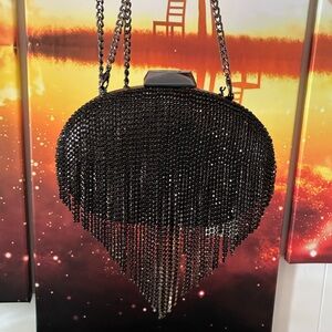Olga Berg Bria Crystal Fringe Clutch